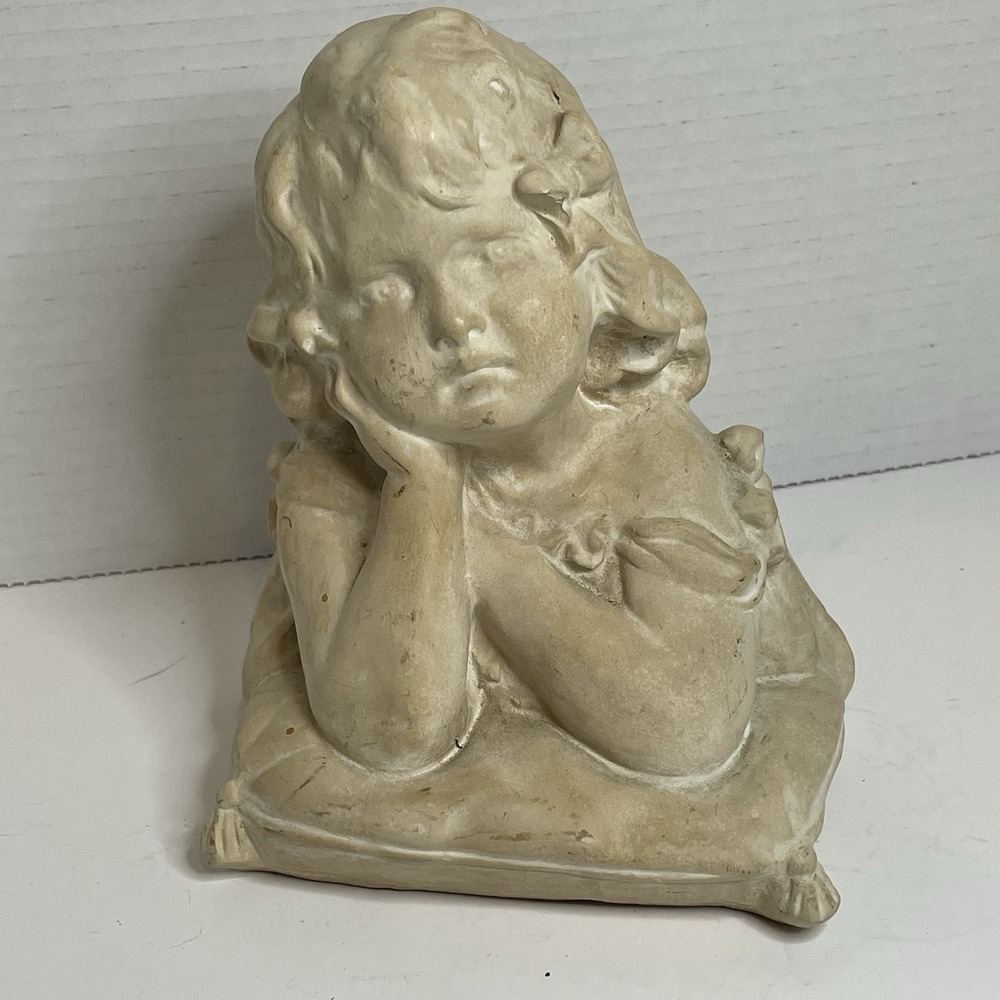 Fabbri Art Studio Of San Fransisco Vintage Chalkware Sculpture Bust Little Girl